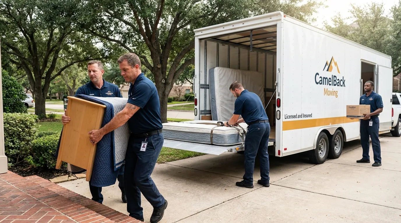 Crew loading residential truck for cross-state move from Washington, VA