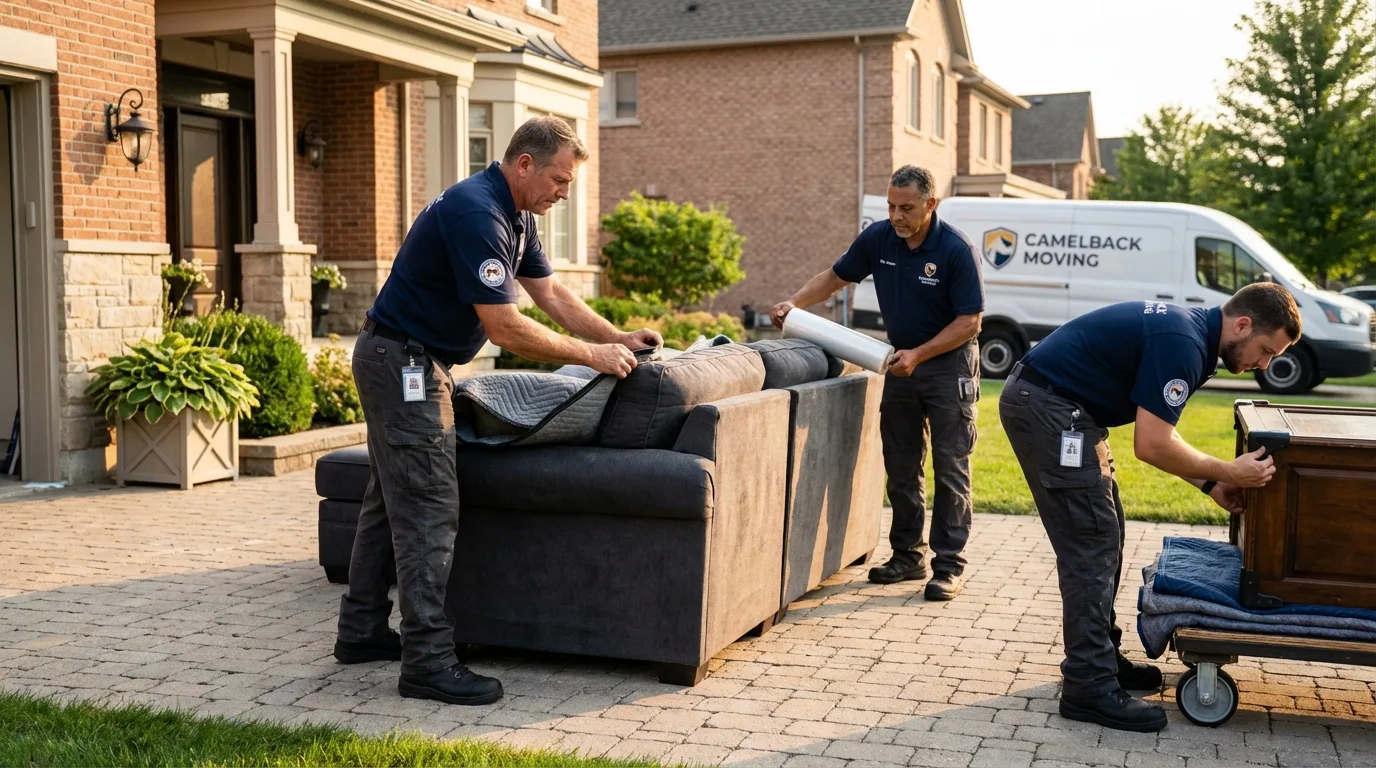 Large estate moving crew wrapping furniture in Washington, VA